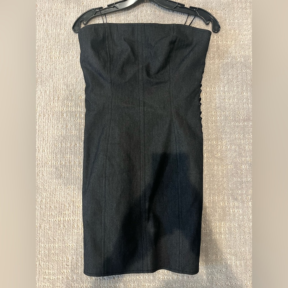 Cinq a Sept Denim black strapless dress